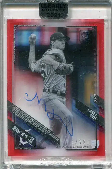 Topps Clearly Authentic Baseball 2021 Red Border Auto Card CAA-CM Casey Mize /50 - Baseball Card Single
