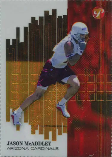 Football player in a white jersey running on Topps Pristine Gold Refractor Parallel Card