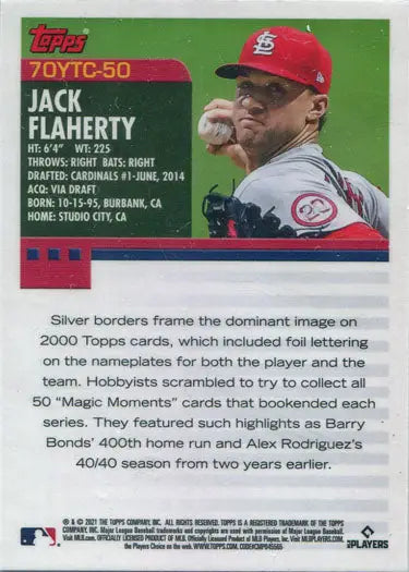 Jack Flaherty Topps Series Two baseball trading card from 2021 Chrome series