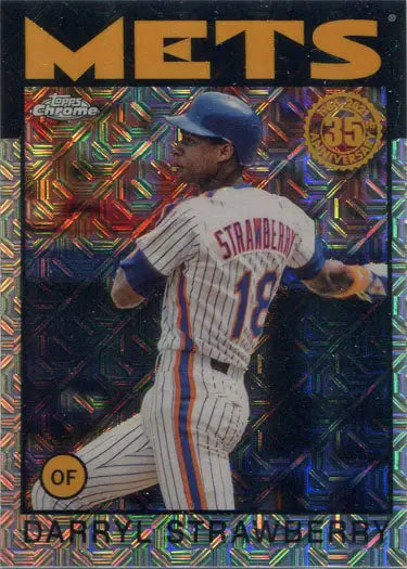Darryl Strawberry in batting stance on Topps Series Two Chrome Silver Card
