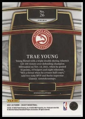 Trae Young 2021-22 Panini Select Blue Prizms #26 Atlanta Hawks - Basketball Card Single