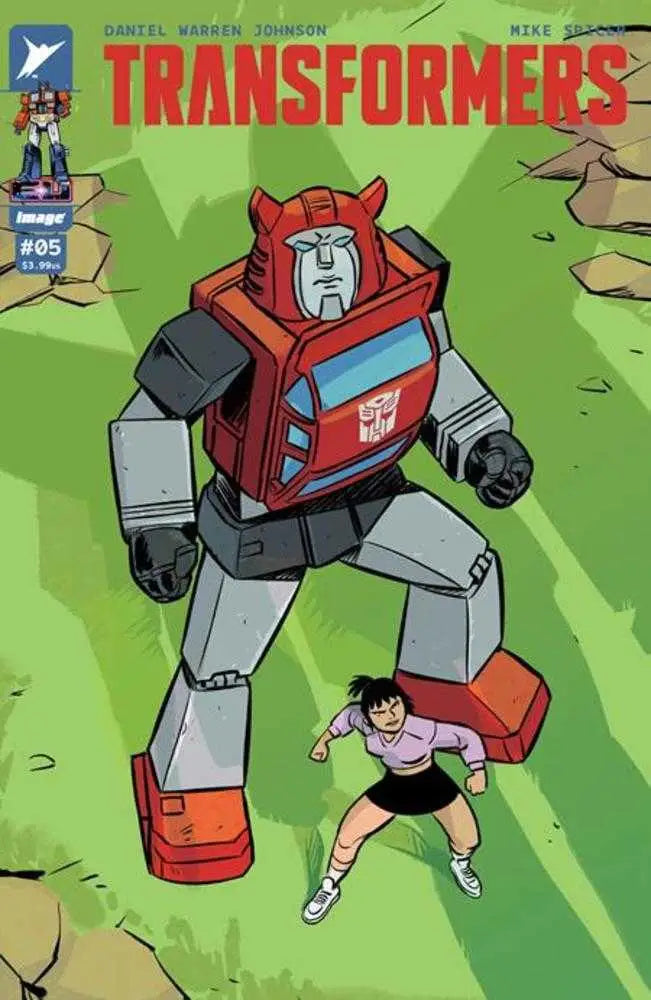 Transformers #5 Cover D 1 in 25 Bustos Variant comic with robot and human character