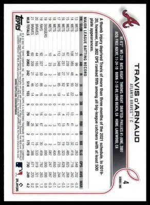 Travis d’Arnaud 2022 Topps #4 Atlanta Braves - Baseball Card Single