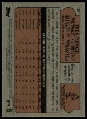 Trea Turner 2021 Topps Heritage #183 Washington Nationals - Baseball Card Single