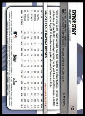 Trevor Story 2024 Topps Big League #42 Boston Red Sox - Baseball Card Single