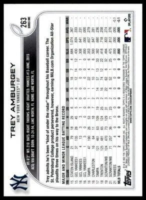 Trey Amburgey Rookie 2022 Topps #263 New York Yankees - Baseball Card Single