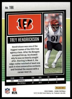 Trey Hendrickson 2022 Score #196 Cincinnati Bengals - Football Card Single