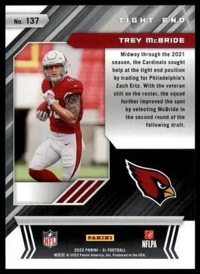 Trey McBride Rookie 2022 Panini XR #137 Arizona Cardinals - Football Card Single