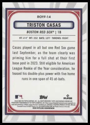 Triston Casas 2023 Bowman Rookie of the Year Favorites #ROYF-14 Boston Red Sox - Baseball Card Single