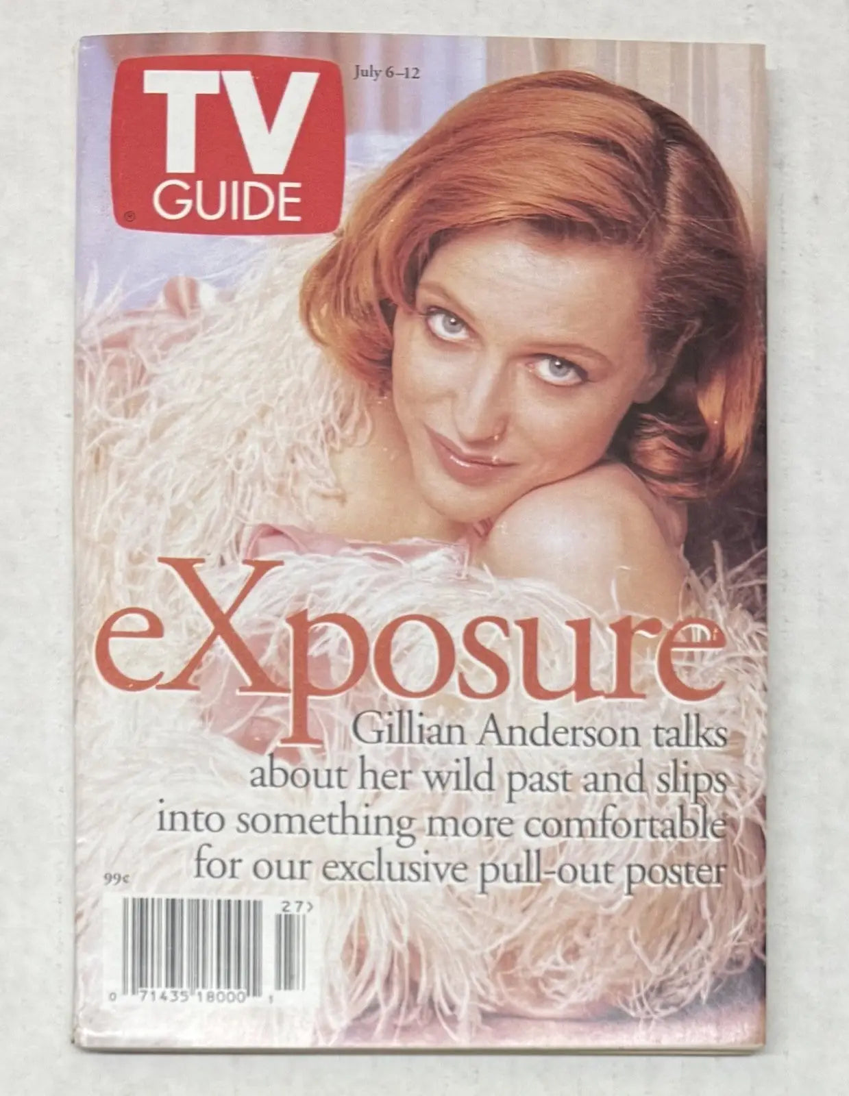 TV Guide Magazine - Exposure Gillian Anderson Cover - July 6-12 1996 No Label - Entertainment Memorabilia
