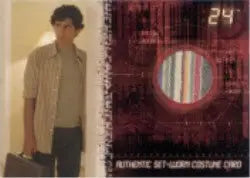 Red, white, and blue striped textile swatch from Twenty Four Season 4 Costume Card
