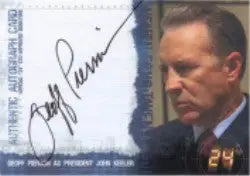 Autograph card of Geoff Pierson in dark suit from Twenty Four Season 4 Expansion Set