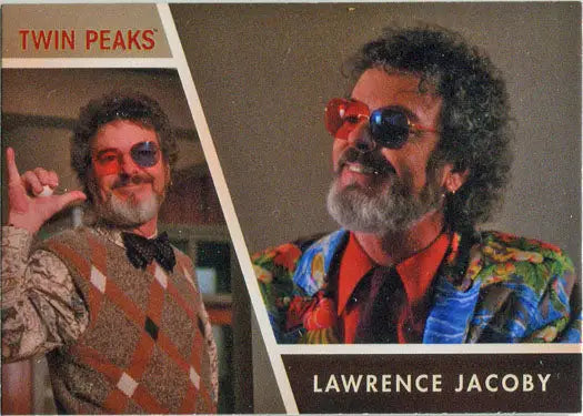 Trading card of Lawrence Jacoby portrayed by Russ Tamblyn with red sunglasses