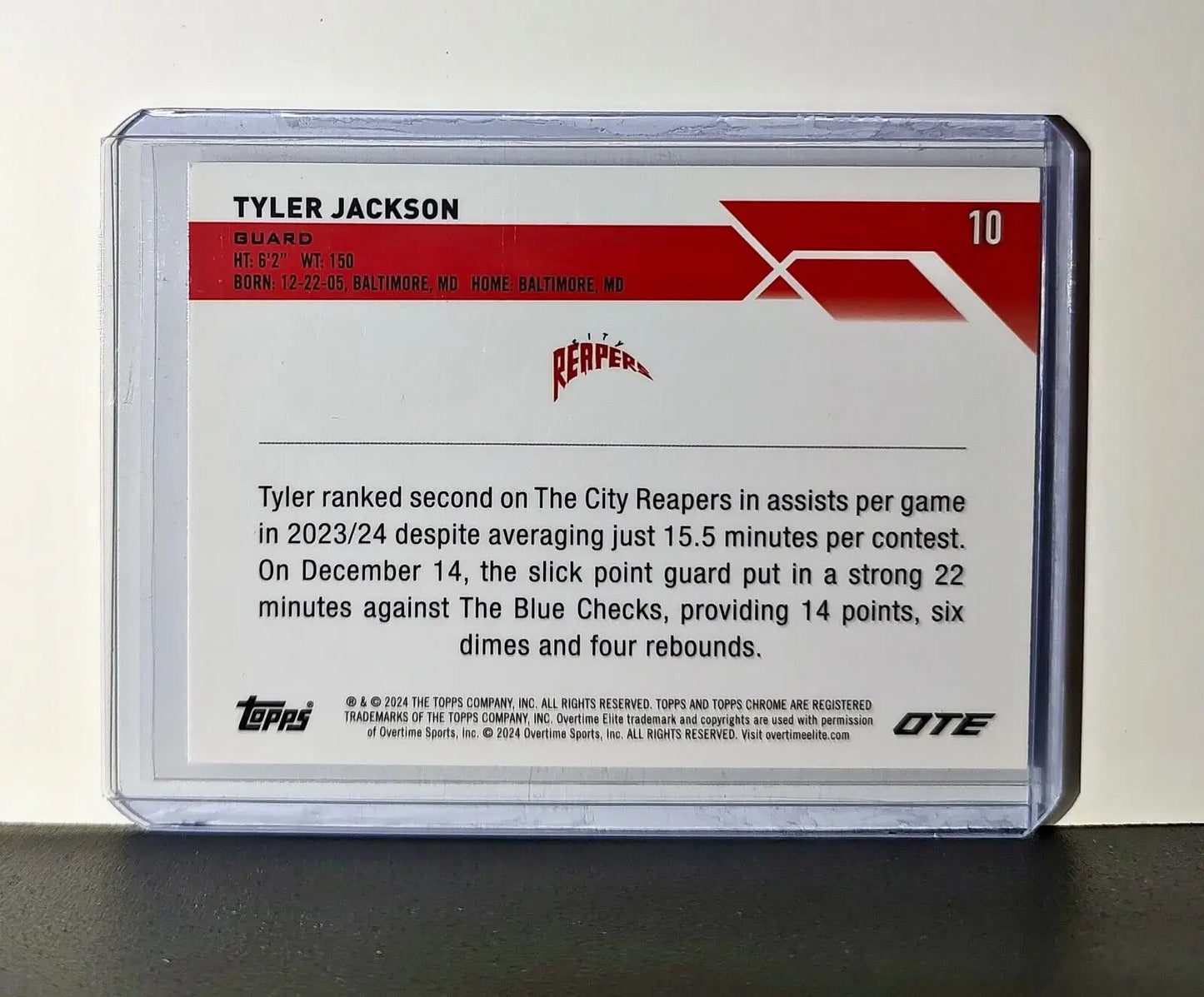 Tyler Jackson Rookie Card 2023-24 Topps Chrome Overtime #10 City Reapers - Basketball Card Single