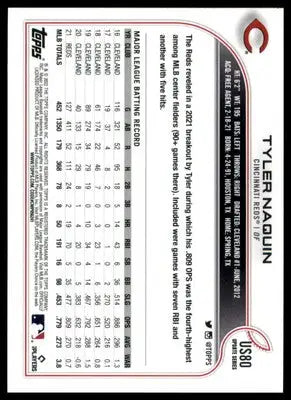 Tyler Naquin 2022 Topps Update #US80 Cincinnati Reds - Baseball Card Single