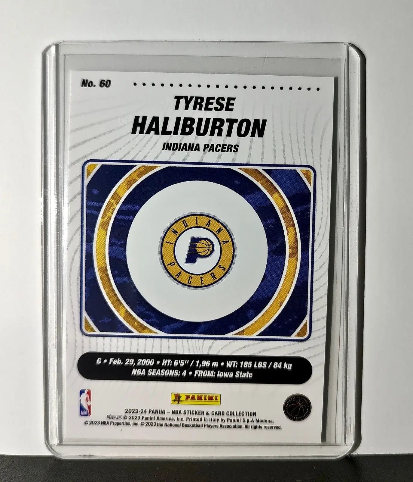 Tyrese Haliburton 2023-24 Panini NBA Basketball #60 Card Indiana Pacers