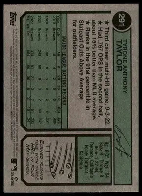 Tyrone Taylor 2023 Topps Heritage #291 Milwaukee Brewers - Baseball Card Single
