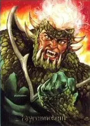 Fierce warrior in green scaly armor depicted on Ultraverse Master Edition promo card