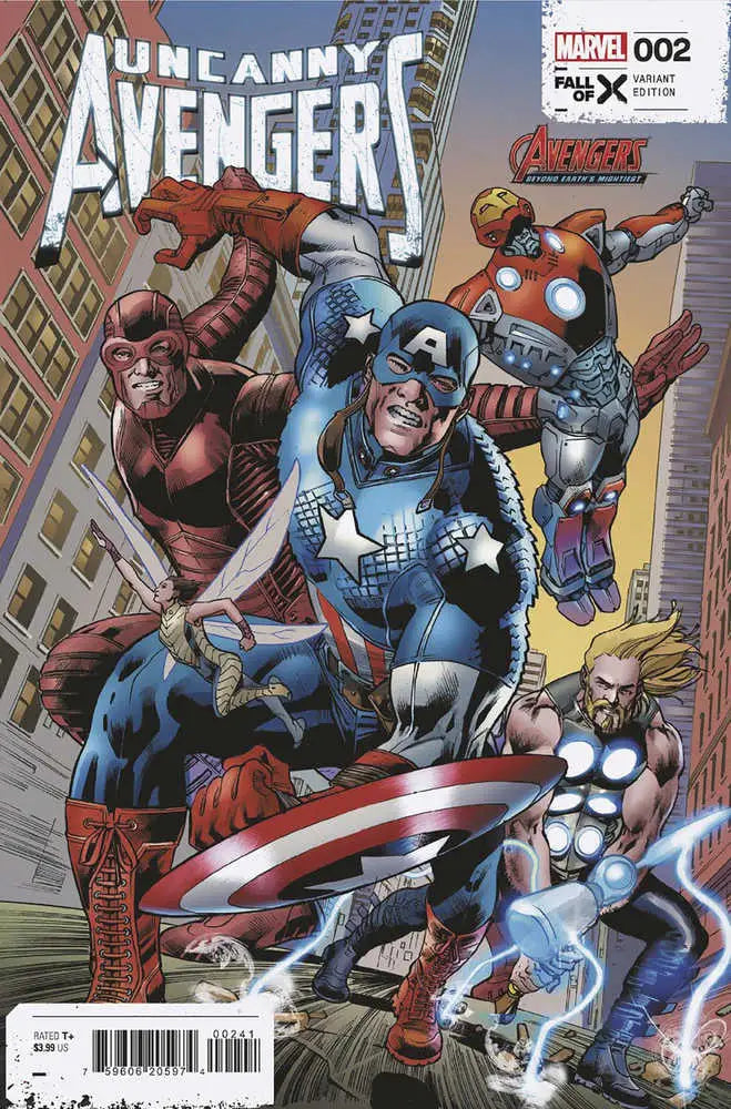 Uncanny Avengers #2 comic book cover featuring superheroes in action poses
