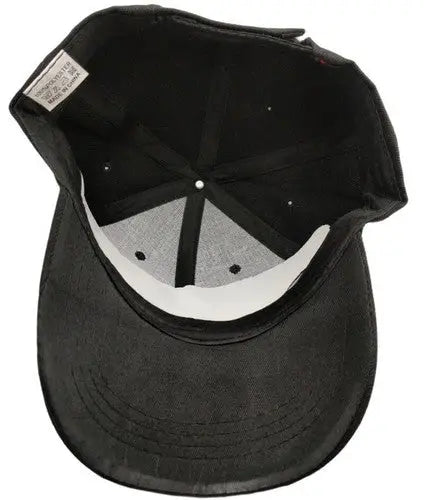 Black baseball cap interior featuring Unicorn Embroidered Patch and embroidered patch details