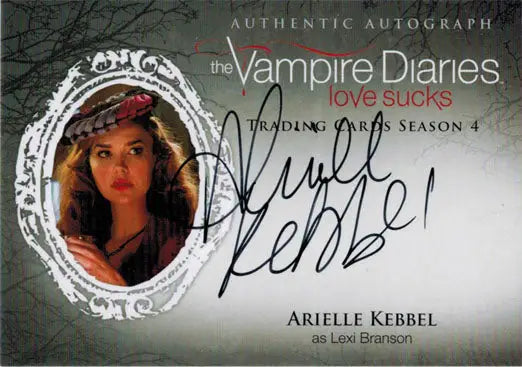 Autographed Vampire Diaries Season 4 card of Arielle Kebbel as Lexi Branson