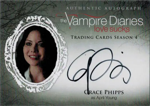 Autographed trading card of Grace Phipps as April Young from The Vampire Diaries Season 4