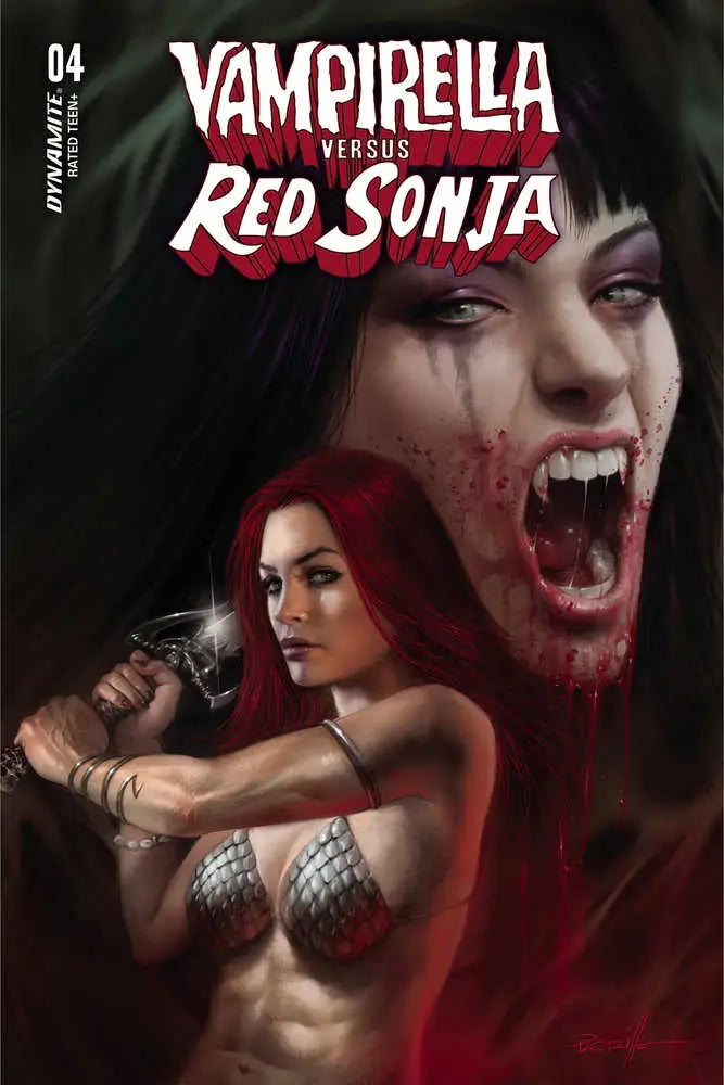 Comic book cover of Vampirella and Red Sonja, perfect for collectors of trading cards