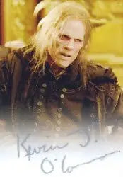 Pale figure in dark coat with blonde hair on Van Helsing Autograph Card KO Auto