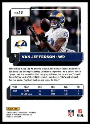 Van Jefferson 2022 Donruss #13 Los Angeles Rams - Football Card Single