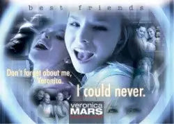 Collage of facial expressions and text from Veronica Mars on a case topper trading card