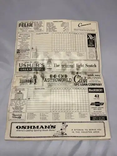 VINTAGE 1969 Houston Astros vs Philadelphia Phillies Program Houston Astros - Sports Memorabilia