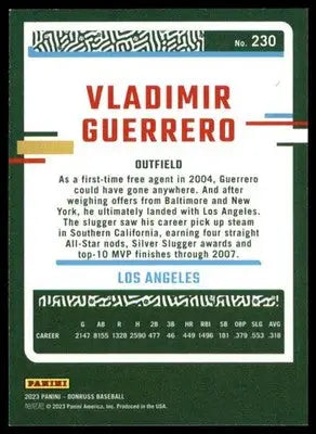 Vladimir Guerrero 2023 Donruss #230 Los Angeles Angels - Baseball Card Single