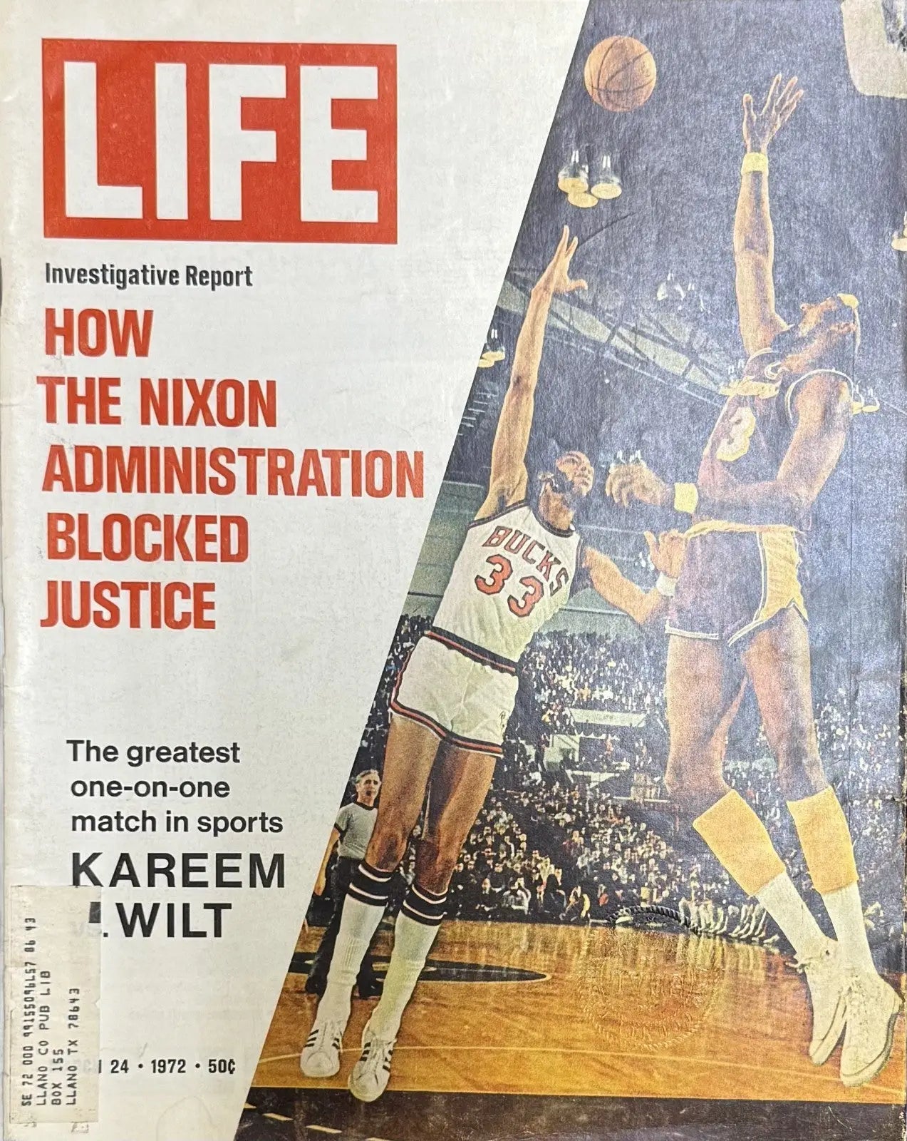 VTG Life Magazine March 24 1972 Nixon Admin Blocked Justice. Kareem v. Wilt - Entertainment Memorabilia