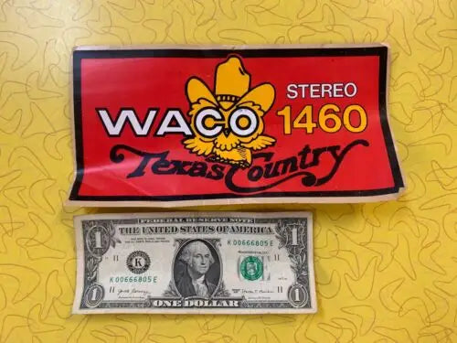Waco 1460 Country Texas Radio bumper sticker from 1983 showcasing country Texas radio