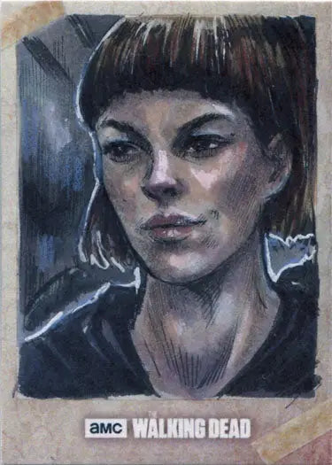 Portrait of Jadis by Melike Acar on a sketch card for Walking Dead trading cards