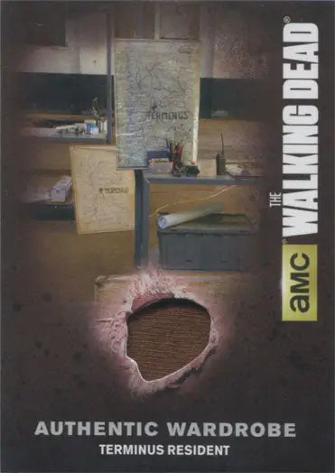 Torn fabric with a circular hole from Walking Dead Season 4 Terminus Resident trading card