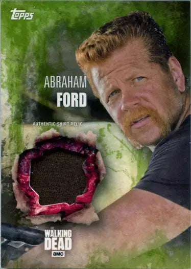 Costume relic card featuring Michael Cudlitz as Abraham with fabric swatch from Walking Dead