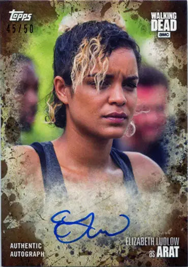 Close-up portrait of Elizabeth Ludlow as Arat in Walking Dead Season 7 Autograph Card