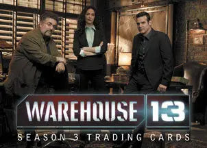 Promotional image for Warehouse 13 Season 3 trading cards with three cast members