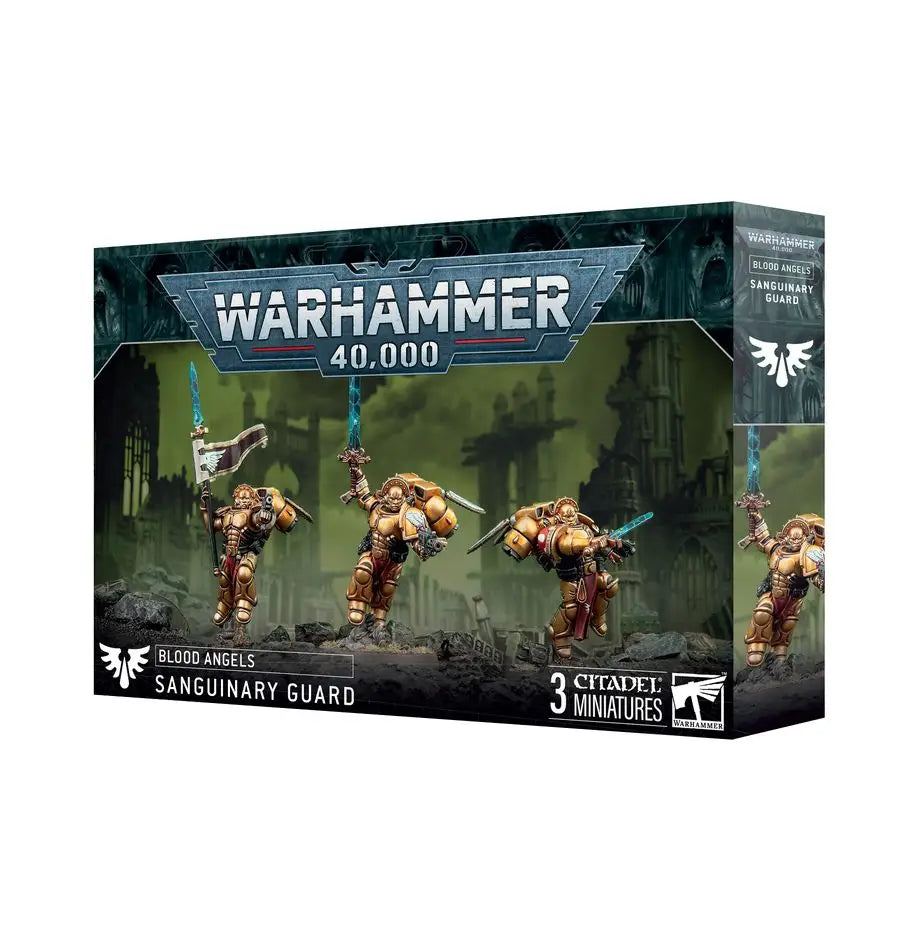 Warhammer 40k Blood Angels Sanguinary Guard miniatures box for Warhammer 40k tabletop game