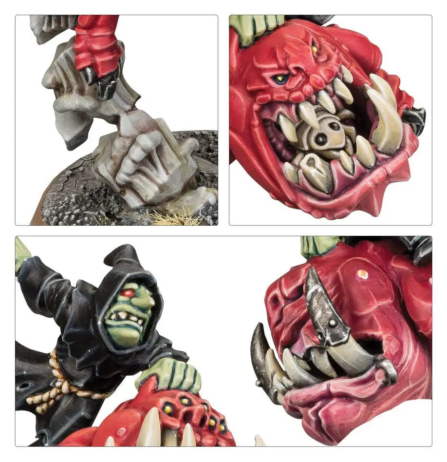 Hand-painted fantasy miniatures of squig hoppers and grotesque creatures for Warhammer GLOOMSPITE GITZ SQUIG HOPPERS