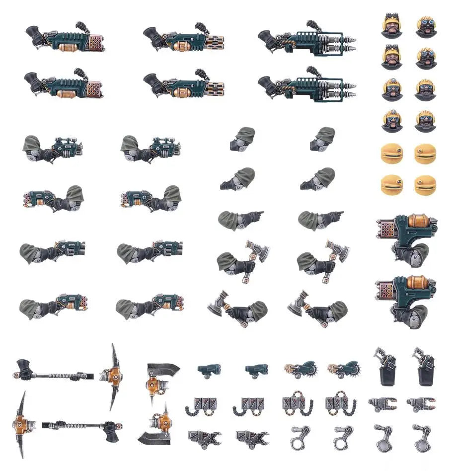 Warhammer 40k bits for Ironhead Squat Prospectors weapons and upgrades