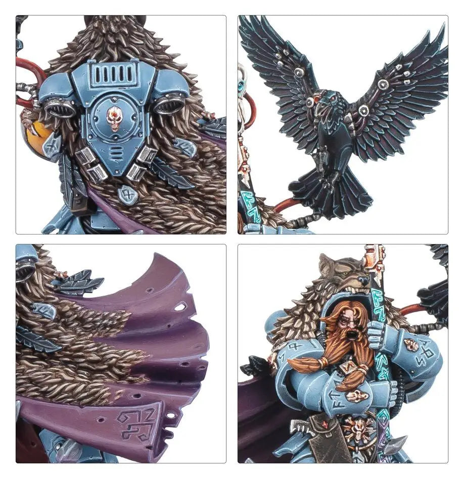 Miniature Space Wolves Njal Stormcaller figure from Warhammer Space Wolves high rune priest set