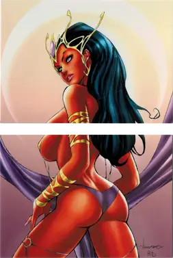 Stylized illustration of a curvaceous female figure in Warlord of Mars Promo Puzzle trading cards