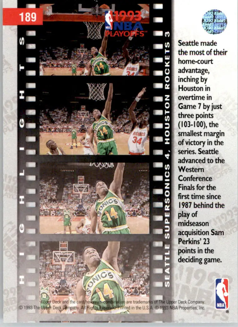 West Semifinals: SuperSonics 4 Rockets 3 - 1993-94 Upper Deck - #189 - Basketball Card Single