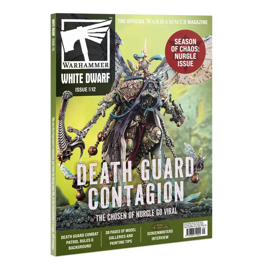 White Dwarf magazine Issue 512 featuring Death Guard Kill Team gameplay and models