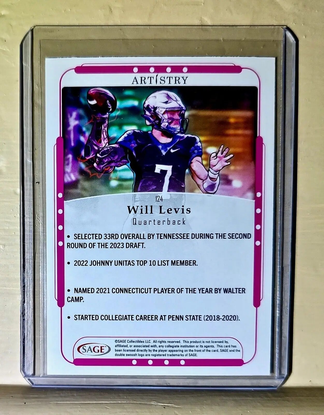 Will Levis 2023 SAGE NFL Artistry Football #124 Card - Football Card Single