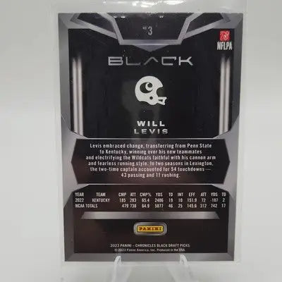 WILL LEVIS RC 2023 Panini Chronicles Draft Picks Black - #3 Rookie - Football Card Single