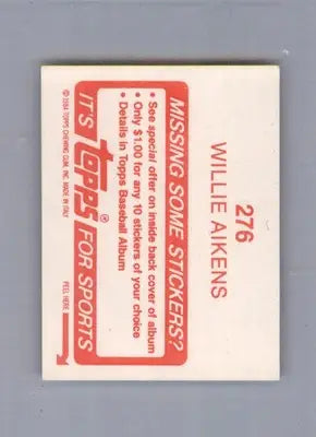 Willie Aikens - 1984 Topps Stickers - #276 - Baseball - Baseball Card Single
