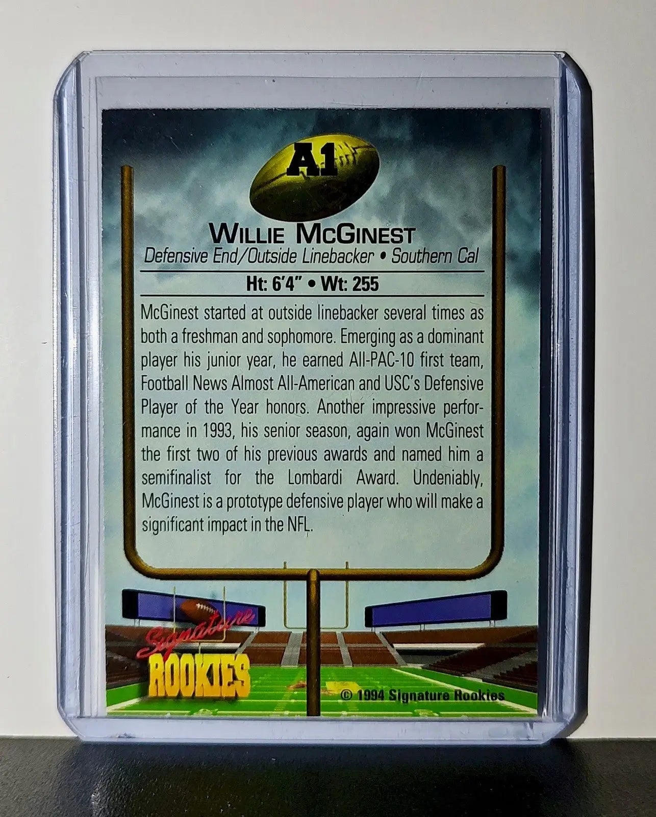 Willie McGinest Rookie 1994 Signature Rookies NFL #A1 Prospect Card 1 of 15,000 - Football Card Single